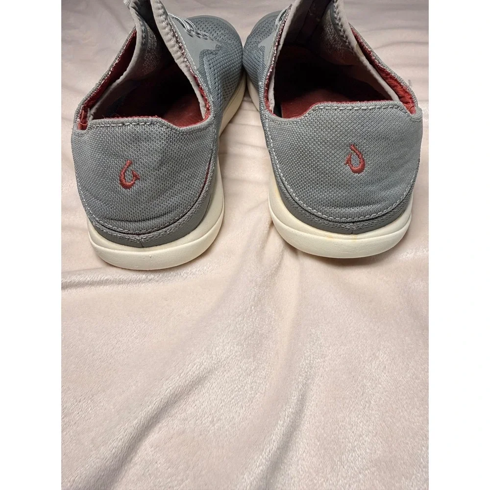 OluKai Nohea Moku Mens Grey Mesh Boat Shoes Sneakers Slip On Drop-In Heel